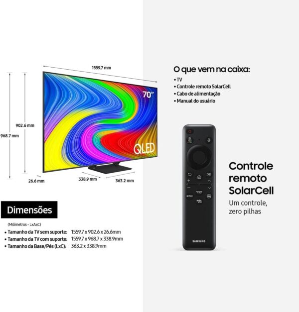 Samsung Smart TV 70" QLED 4K 70Q65D - Tecnologia de Pontos Quânticos, Design AirSlim - Image 3